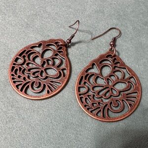 Elegant Floral Copper Earrings